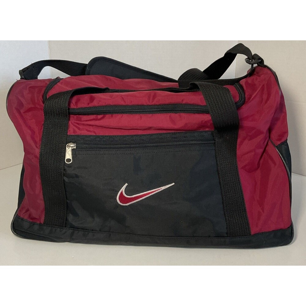 Vintage 90’s Nike Swoosh Red & Black Travel Gym Duffle Bag